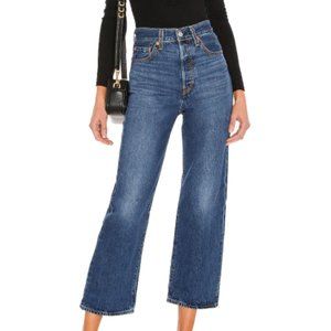 Levi's Ribcage Straight Ankle Denim Jeans In Noe Fog Size 29